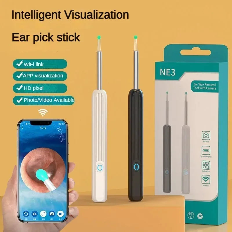 Wireless Wi-fi Visual Ear Cleaner Otoscope Ear Wax Ear with Ear 1296P HD Cleaning Kit Removal Sticks Endoscope Camera Tool Kit