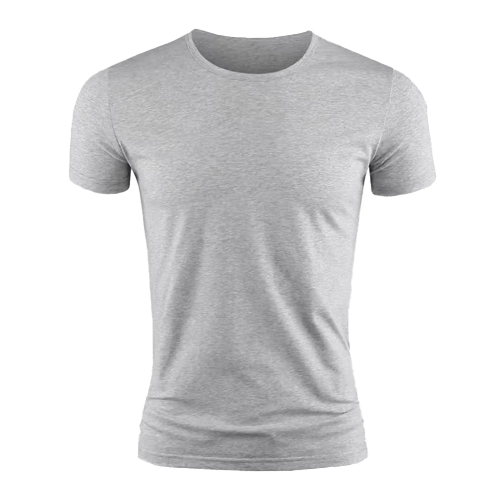 Summer Men's Short Sleeve T-Shirt Basic Plain Casual Gym Muscle Crew Neck T-shirts Slim Fit Tops Tee Clothing For Man