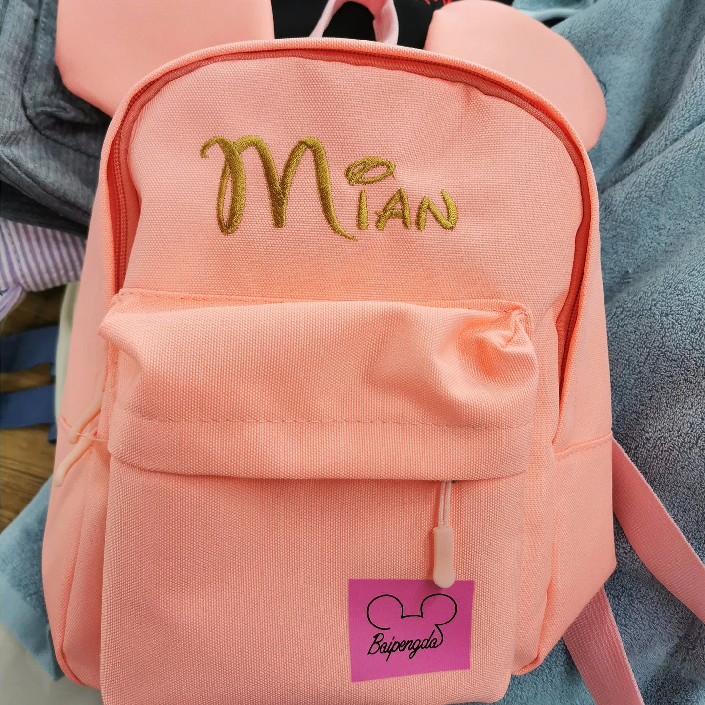 Custom Baby Traveling Bag Candy Color Personalized Kindergarten Schoolbag Embroidered Name Cartoon Cute Boys Girls Schoolbag