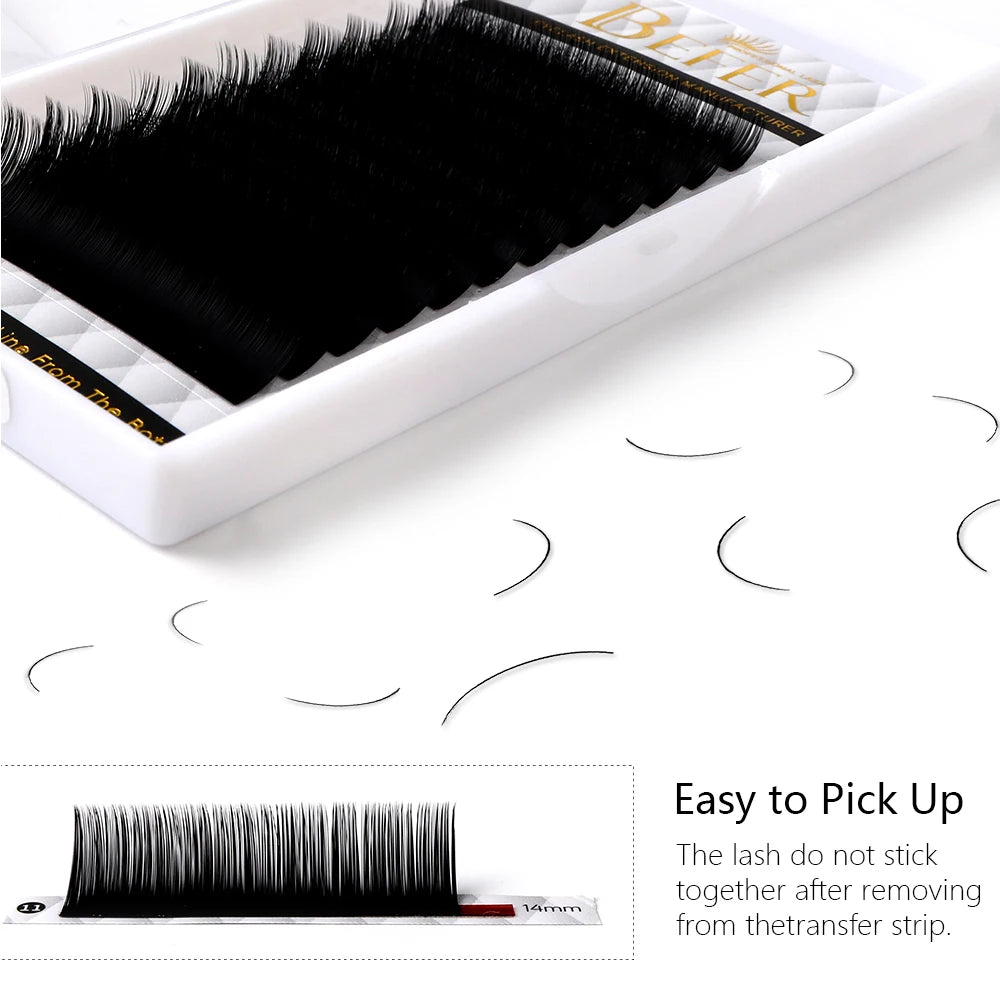 Befer 12 Rows Individual Eyelash Extension C/CC/D Curl Matte Black Classical Lashes Natural Soft Makeup Lash Wholesale Supplies