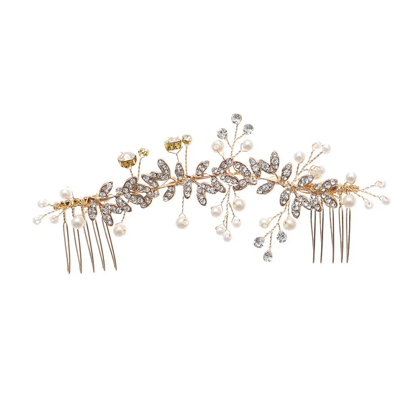 Trend Hair Comb Bridal Tiaras Rhinestone Pearl Alloy Hairband Hairpin Wedding Hair Ornament Girls Daily Headwear Head Jewelry