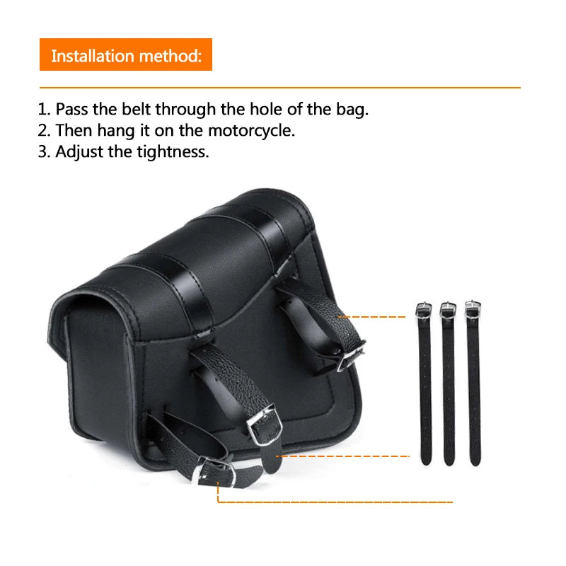 Motorcycle Saddlebags Side Tool Bag Luggage Saddle Bag Pouch Black Universal PU Leather For Honda/Suzuki/Kawasaki/Yamaha