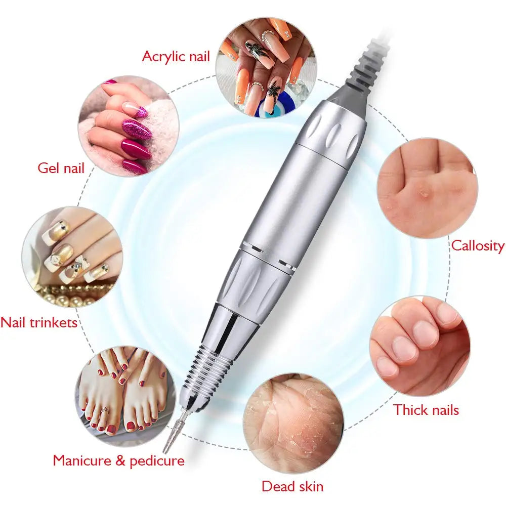 Electric Nail Drill Pen Handle File Polish Grind Machine Handpiece Manicure Pedicure Tool DC & 3 PIN Nail Drill Accessories