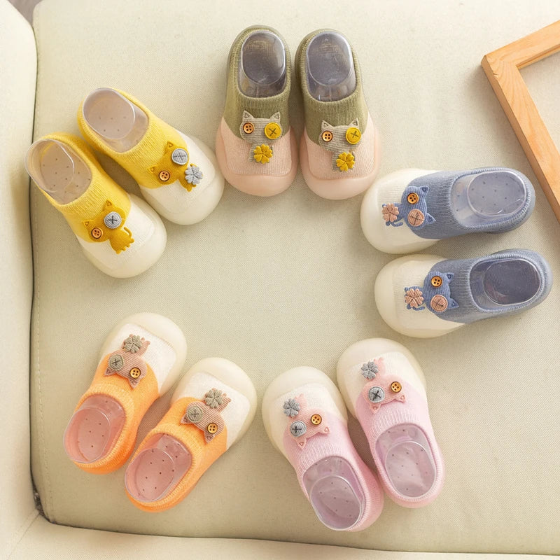 baby socks shoes for spring autumn cute cat style cotton floor shoes soft botton anti-slip first walkers 0-3 years