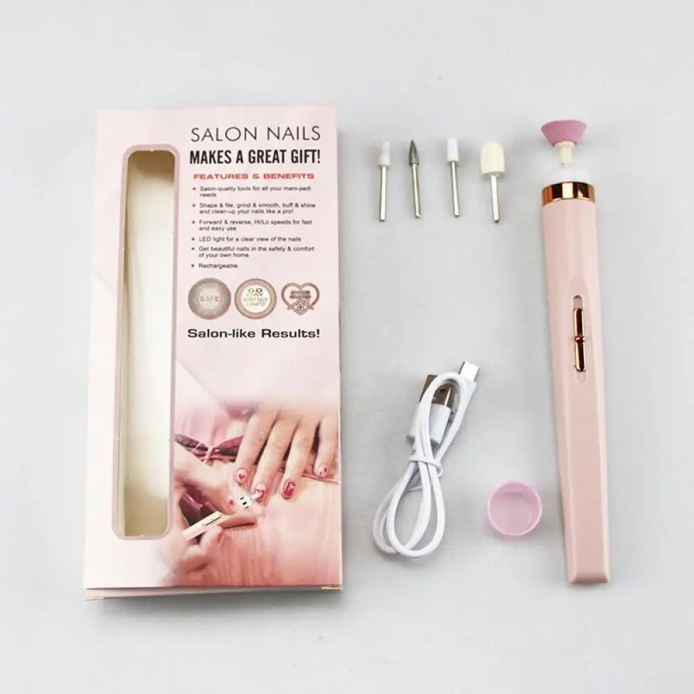 Mini Electric Nail Grinder Nails Polishing Machine With Light Portable Electric Manicure Art Pen Tools With Box For Gel Removing