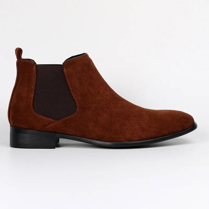 Men's frosted suede Chelsea Boots square toe men's autumn shoes with stylish men's ankle boots large size 48 D610