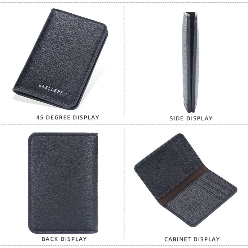 Baellerry Men's Leather Card Wallet Minimalist Small Thin Purse Soft Slim Mini Credit Card Bank ID Card Holder Wallet for Men