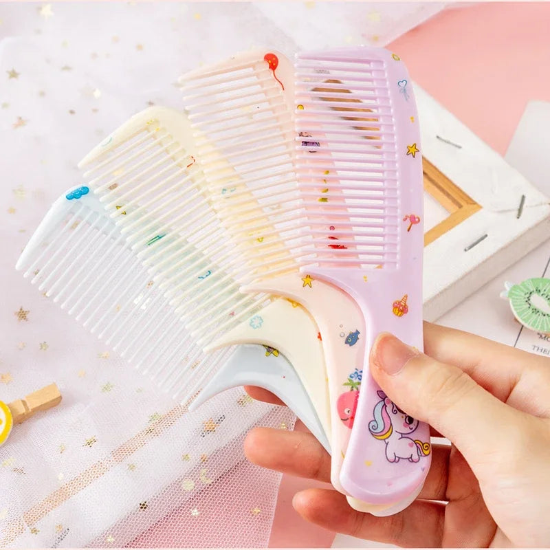 2pcs Kids Hair Combs Set Cartoon Animals Children Hairdressing Comb with Pointed Tail Girls Portable Anti-Static Plastic Comb