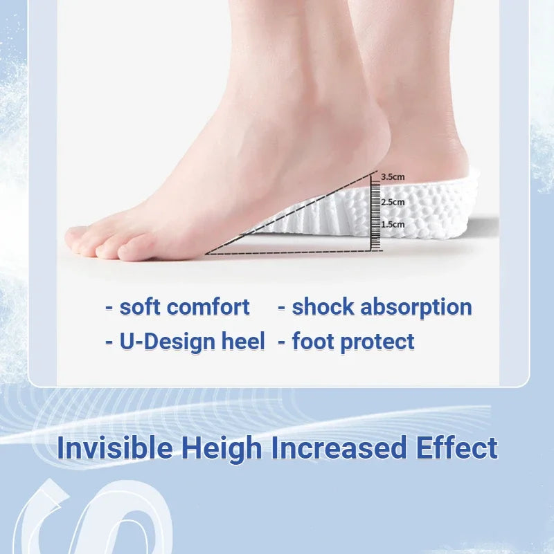 2PCS Height Increase Insoles for Shoes Invisible Shoes Sole EVA  Arch Support Orthopedic  Cushion Elevated Foot Pad Cushion Men