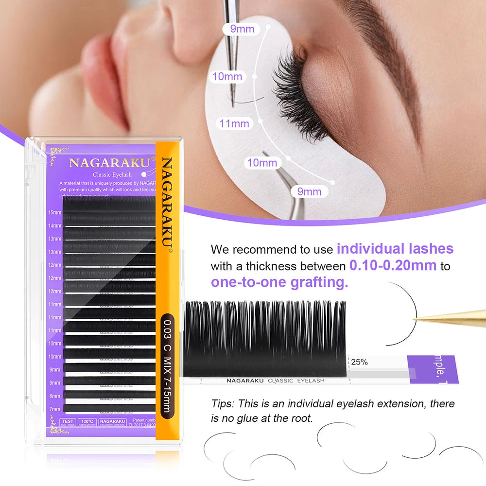 NAGARAKU eyelashes for extensions Faux mink individual eyelash lashes for professionals soft mink eyelash extension