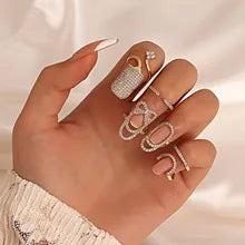 Fashion Gothic Metal Line Thin Nail Rings for Women Girl Daily Fingertip Protective Cover Fashion Jewelry Double Ring Adjustable