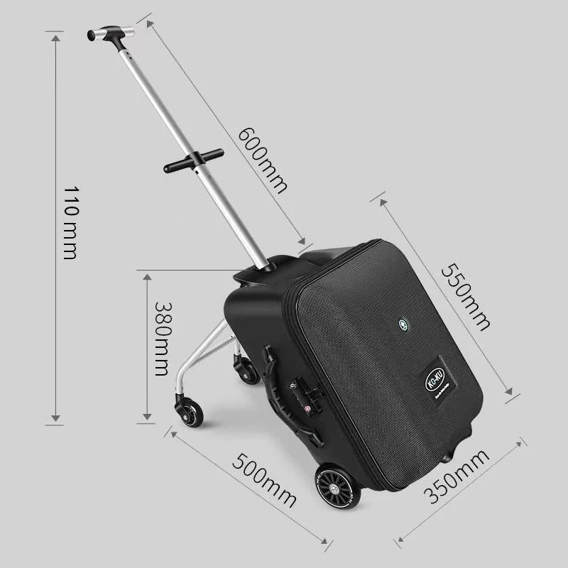 KO-KU Luggage Children's carrier can Sit and Ride with Guardrail TSA Lock Removable Trolley Case Expansion 7CM Boarding Suitcase