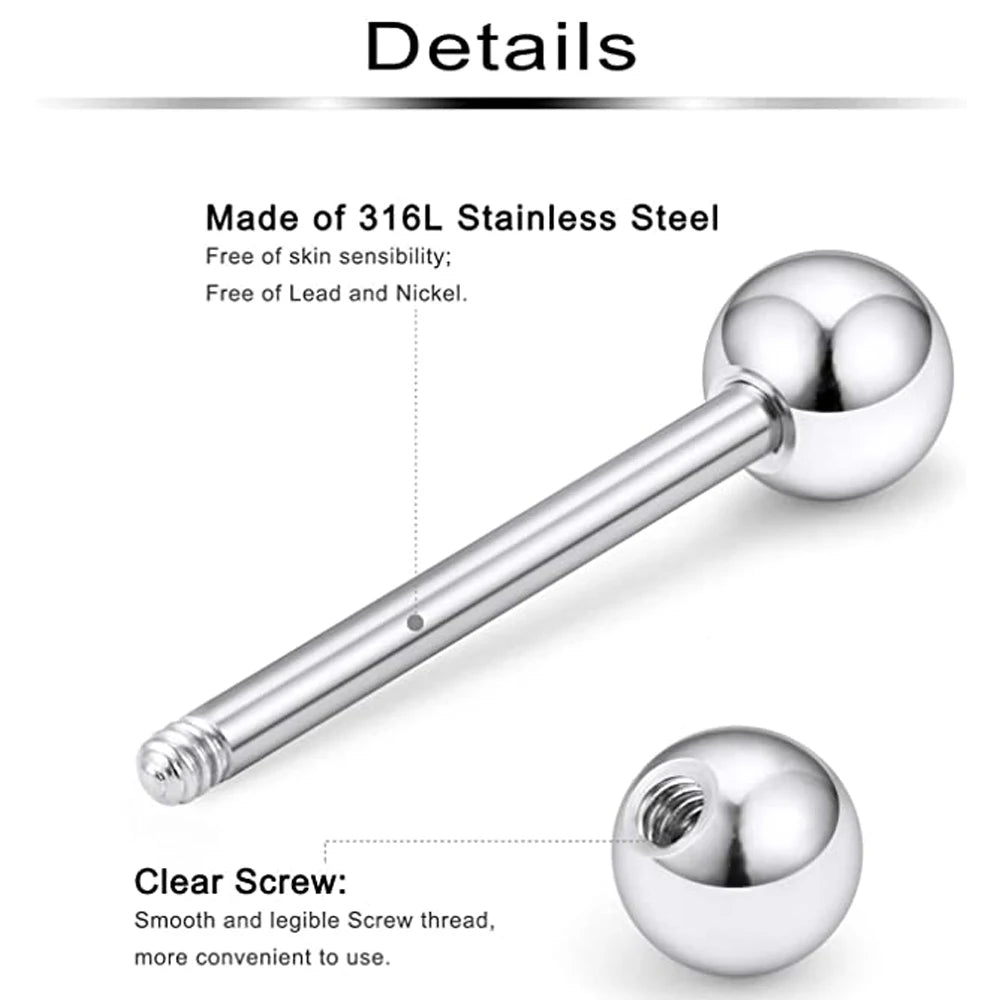 12G Stainless Steel Externally Threaded PA Tongue Nipple Shield Barbell Ring Bar Body Piercing Jewelry Retainer 16mm