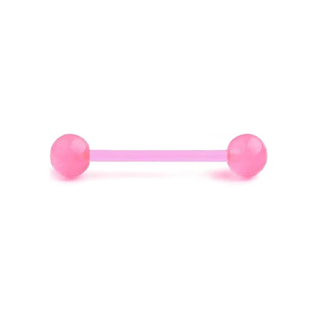 WKOUD 4 PCS Stainless Steel 14G Tongue Rings Barbell Pink Tongue Barbell Jewelry For Women Piercing Tongue Piercing Pink