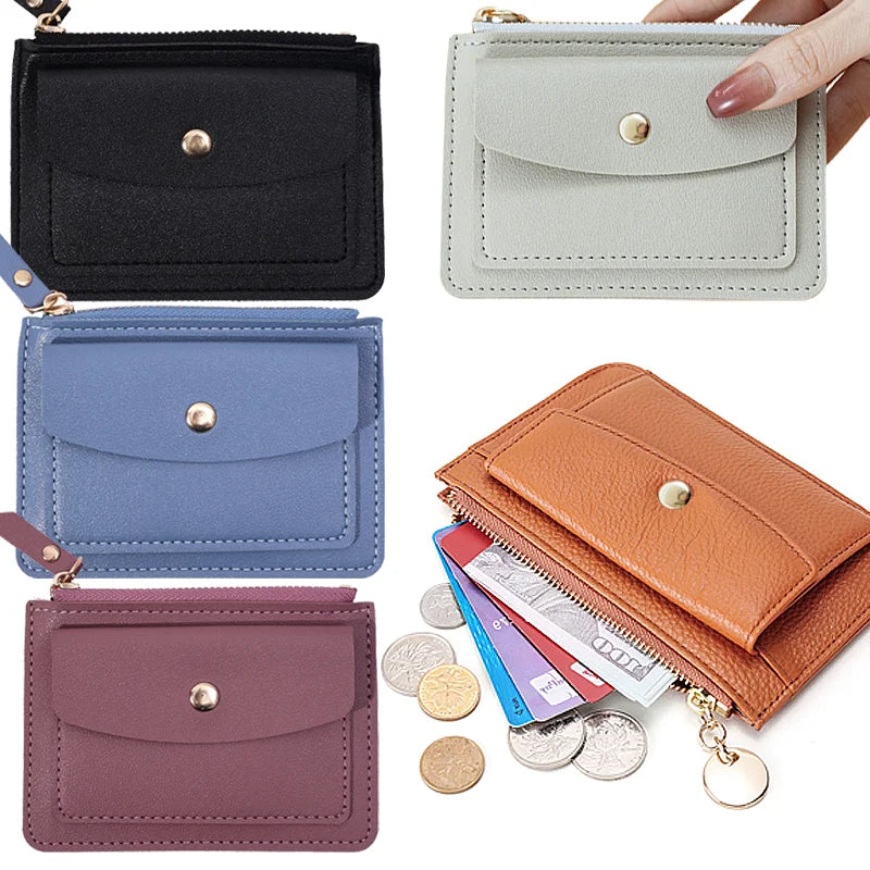 Leather Female Purse Women Simple Wallets Mini zipper Solid Multi-Cards Holder Coin Short Wallets Slim Small Wallet Zipper Hasp