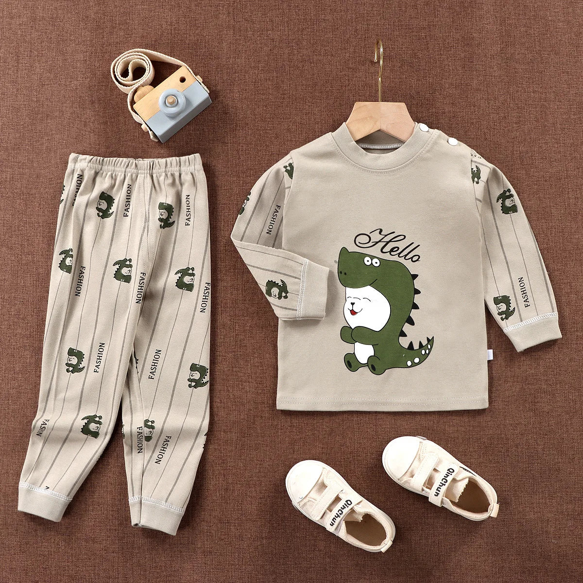 2024 New Children Clothing Set Boys Girls Pajama Print Long Sleeve Cute T-Shirt Kids Tops with Pants  Baby Sleeping Clothes