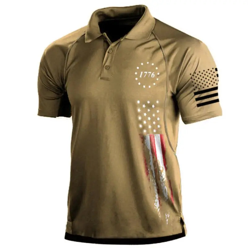 1776 Independence Day Military Polo Shirt Men T-shirt American Flag Short Sleeve Men's Clothing Tops Outdoor Men Golf Polo Shirt