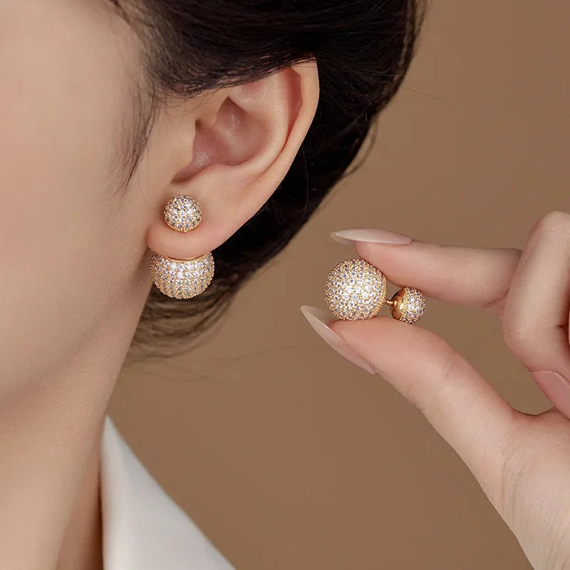 New Luxury Lightweight High-end Feel Ball Earrings Zirconia Studs Women's Elegant Jewelry For Wholesale