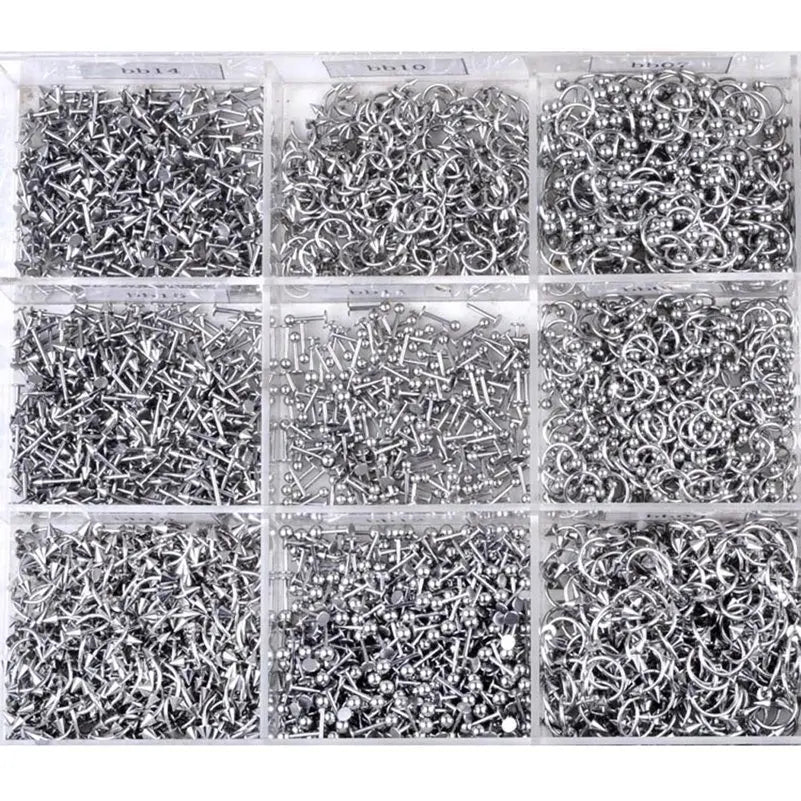 45/90pcs Mix Stainless Steel Nose Ear Belly Lip Tongue Ring Captive Bead Eyebrow Bar Piercings Body Jewelry Lot Bulk