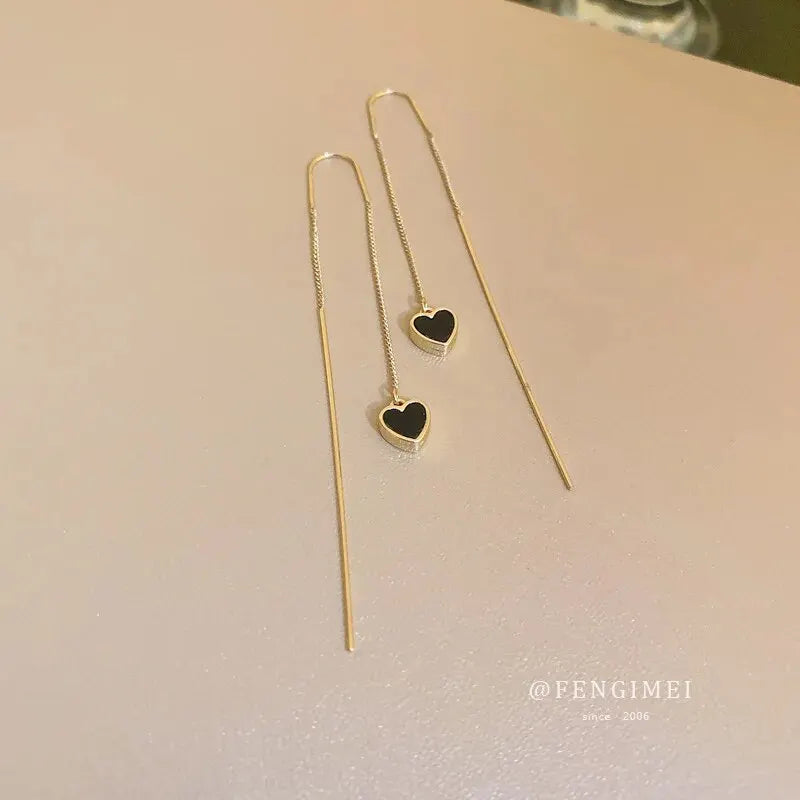 Silver Needle Black Tie Love Flower Earrings 2024 Spring and Autumn New Temperament Studs Niche Fashion Earrings Wholesale Femal