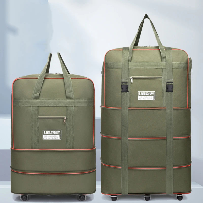 New Portable Luggage With Wheels Travel Rolling Suitcase Air Carrier Bag Unisex Expandable Folding Oxford Suitcase Bags