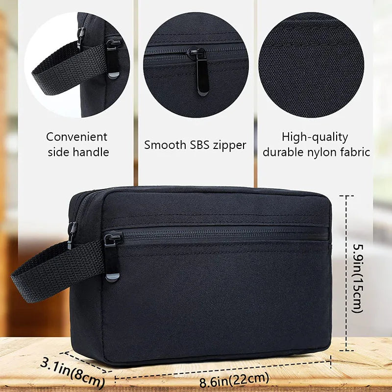 Men‘s Travel Toiletry Bag Portable Large Capacity Cloth Fabric Cosmetic Bag Electronic Digital Storage Bag Dustproof Waterproof