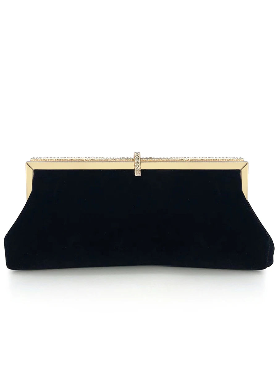 Black Velvet Dinner Clutch Wedding Party Handbag Annual Meeting Small Bag With Formal Purse Single Shoulder Fashion Evening Bag