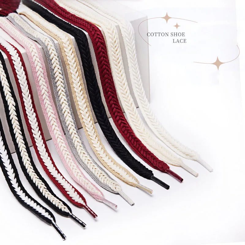 Fashion Terylene Cotton Weave Laces Flat Shoelaces Wheat Ear Weave Laces For Sneakers Casual Canvas White Shoes Shoestrings Rope