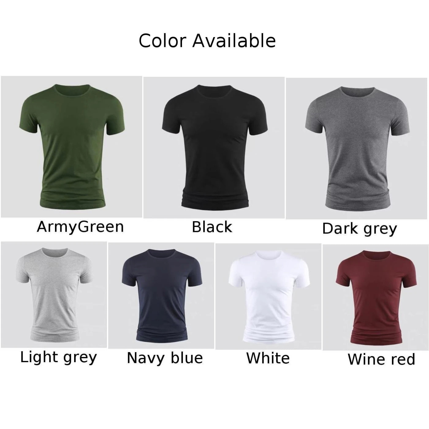 Summer Men's Short Sleeve T-Shirt Basic Plain Casual Gym Muscle Crew Neck T-shirts Slim Fit Tops Tee Clothing For Man