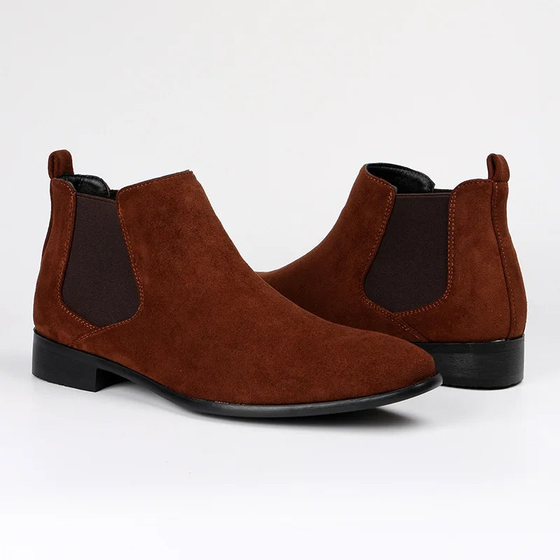 Men's frosted suede Chelsea Boots square toe men's autumn shoes with stylish men's ankle boots large size 48 D610