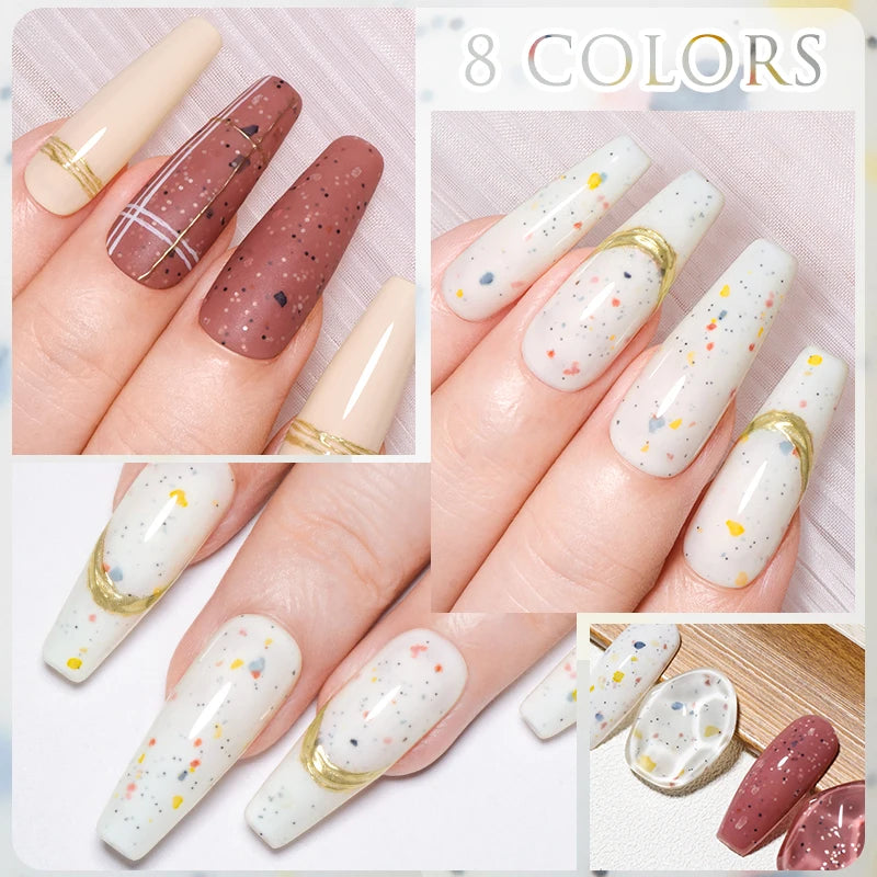 MEET ACROSS 7ml Flashing Snowflakes Cream Gel Polish Semi-permanent Varnish Uv Led Gel Nail Polish Manicure Hybrid Sequins Gel