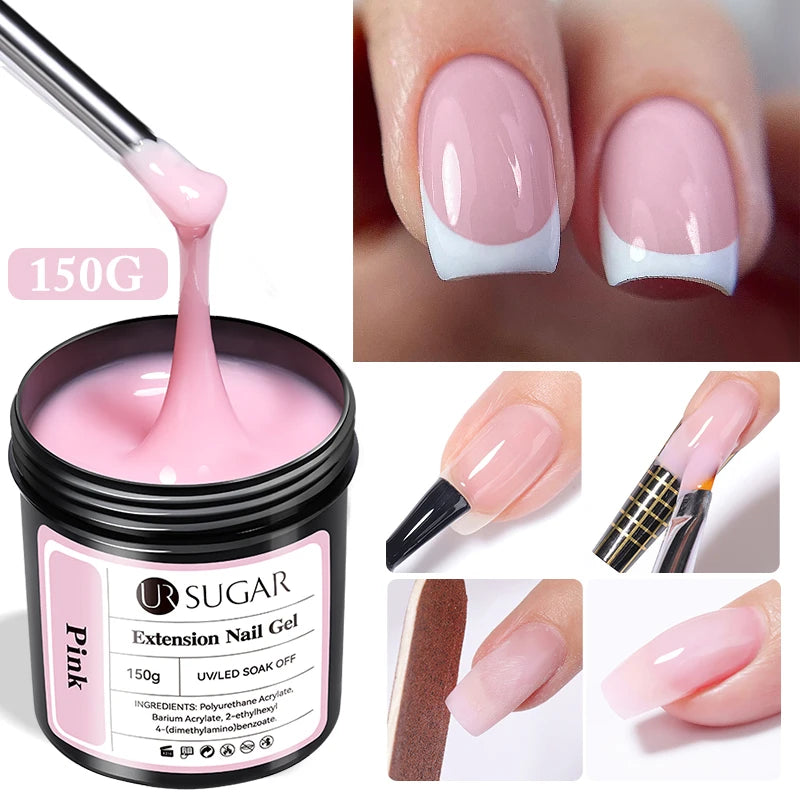 UR SUGAR 150g Nail Extension Gel Transparent Jelly White Light Pink Acrylic French Nail Art UV LED Gel Semi Permanent Manicure