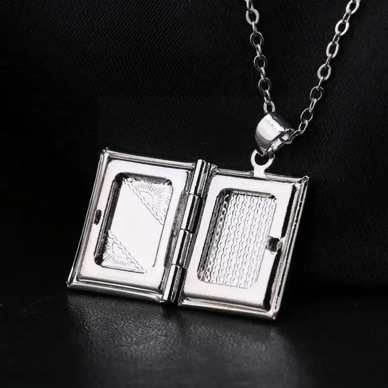 Women Men Silver Color Book Box Photo Locket Pendant Necklace Without Chain Best Jewelry Gift For Friends Lover Wholesale F3E2