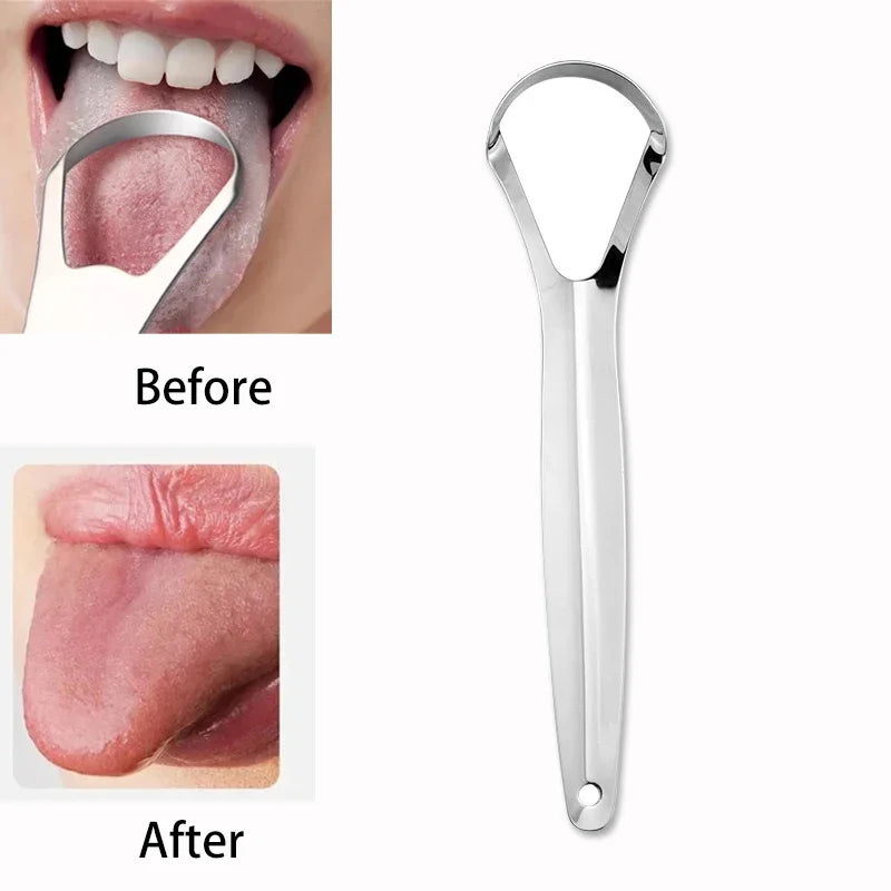 Hygiene Tongue Scraper Tongue Remover Halitosis Tongue Coating Oral Care Tongue Scraping Brush Stainless Steel Oral Cleaner Tool