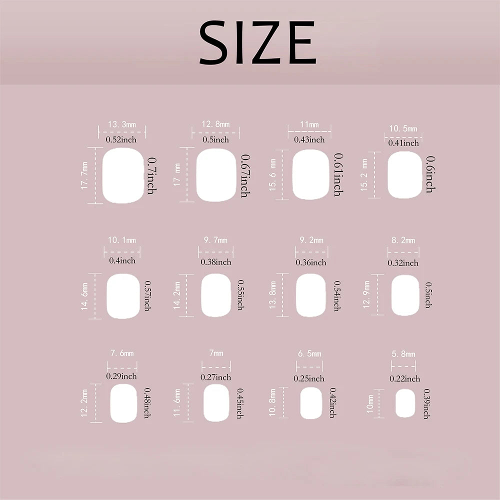 24pcs Short Square Fake Nails For Women Cute Bride Heart White French Tips Faux Ongles y2k Press On False Nail Nail kit polygel