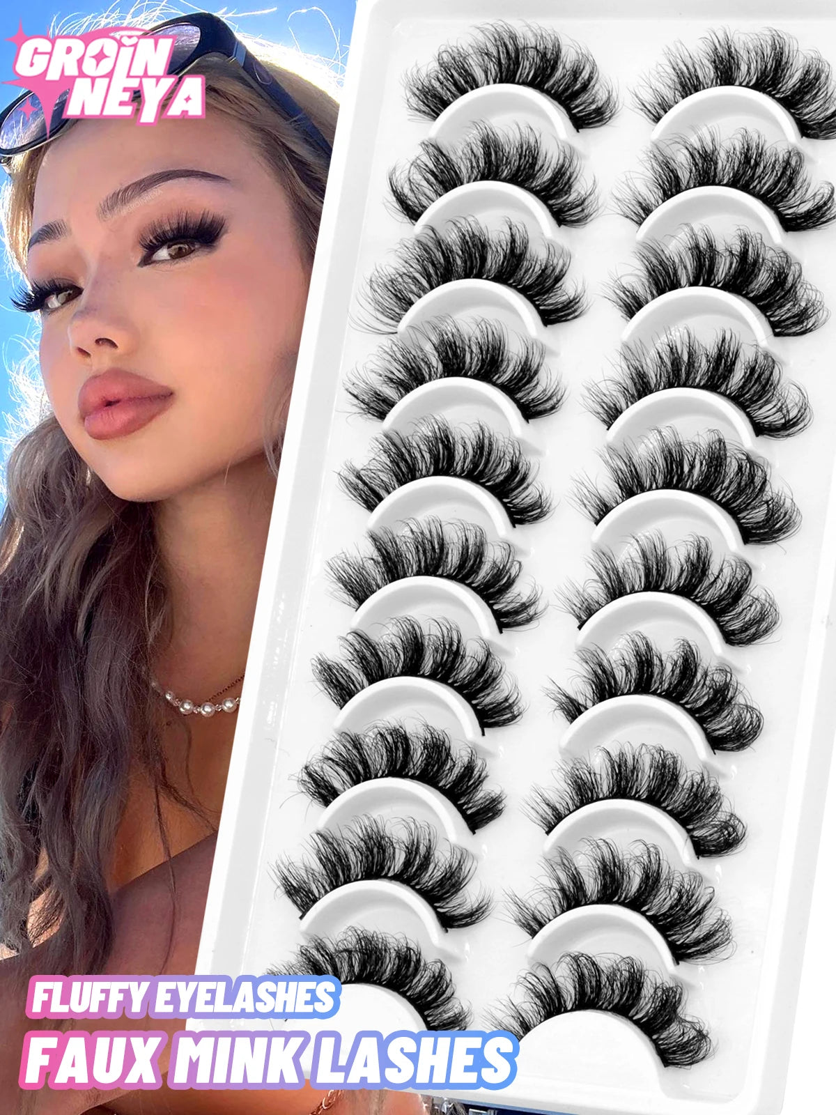 GROINNEYA 5/7/10 Pairs Natural False Eyelashes Fake Lashes Long Makeup 3d Mink Lashes Extension Eyelash Mink Eyelashes Beauty