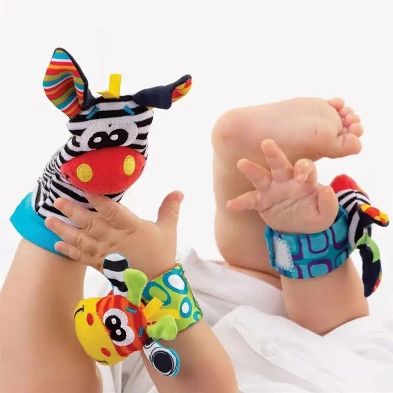 0-12 Months Baby Rattles Toys Animal Socks Wrist Strap +Rattle Baby Foot Socks Bug Wrist Strap Toddler Socks Pacifier Toys