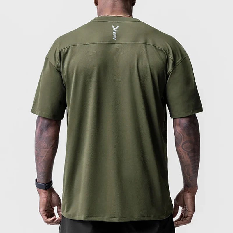 Men's Summer Gym T-shirt Loose Oversized O-Neck Short Sleeve Shirt Man Quick Dry Breathable Casual Tee Clothing Fitness Tops