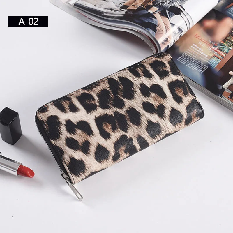 Leather Women Wallet Classic Leopard Animal Print Long Wallets Female Cards Holder Clutch Bag Fashion Ladies Purses