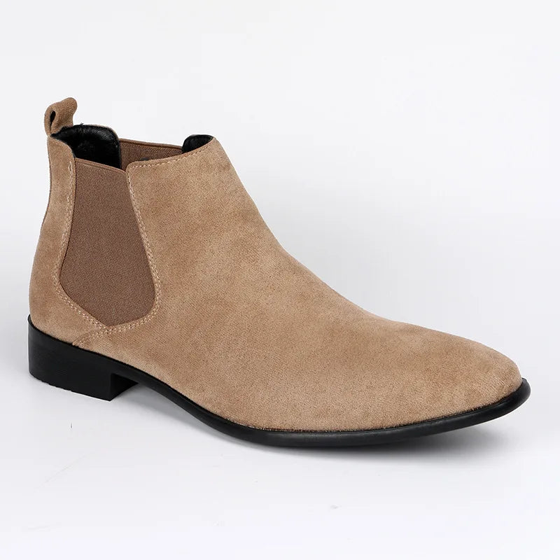 Men's frosted suede Chelsea Boots square toe men's autumn shoes with stylish men's ankle boots large size 48 D610