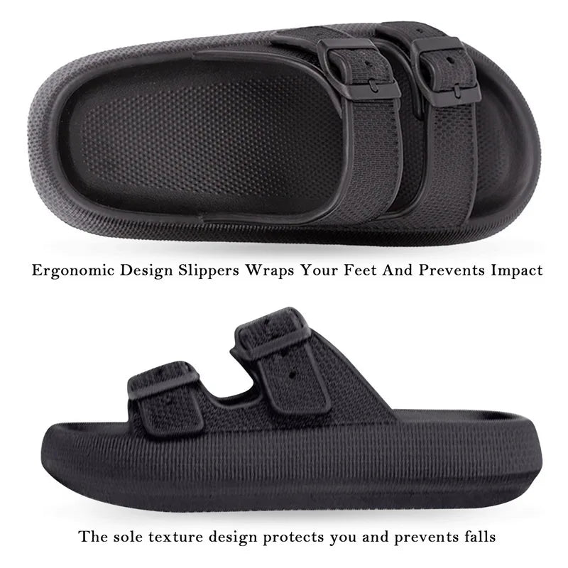 New Soft Sole Home Slippers Men Summer Adjustable Buckle Non-Slip Beach Flip Flops Man Comfortable Thick Bottom Platform Sandals