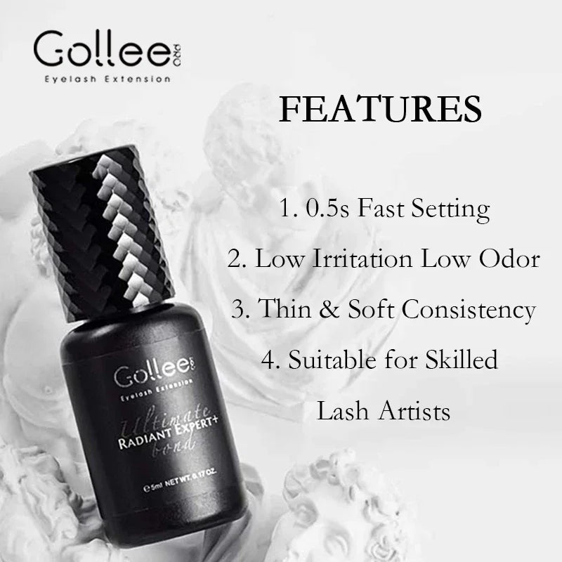 Gollee 0.5-1S Fast False Lash Adhesives No Odor Eyelash Extensions Glue No Irritation Lash Extension Supplies Makeup Tools