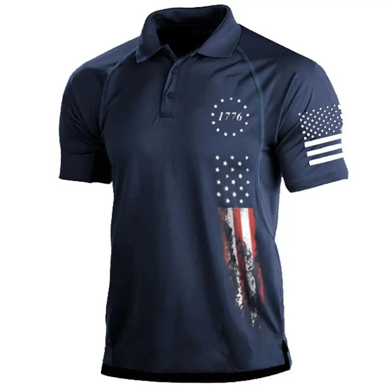 1776 Independence Day Military Polo Shirt Men T-shirt American Flag Short Sleeve Men's Clothing Tops Outdoor Men Golf Polo Shirt