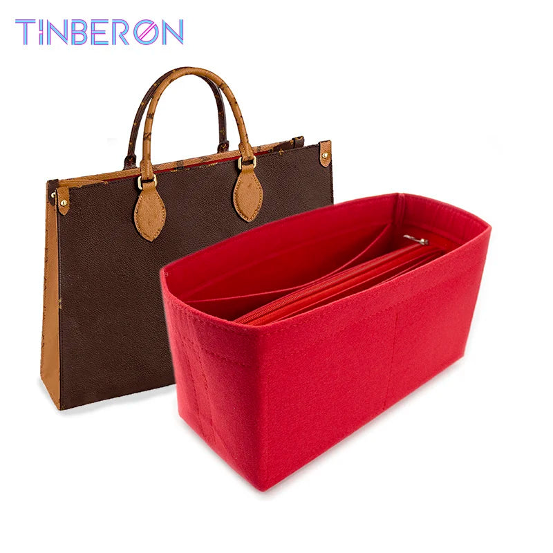 Felt Organizer Fit For Luxury Tote Bag Large Capacity Cosmetic Bag Travel Insert Liner Bag TINBERON Zipper Makeup Bag Organizer