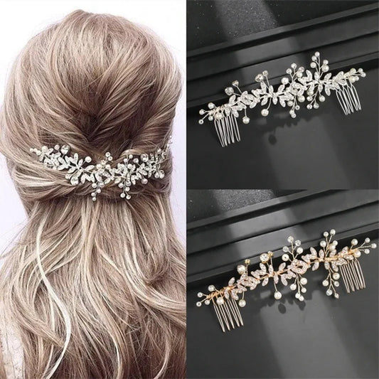 Trend Hair Comb Bridal Tiaras Rhinestone Pearl Alloy Hairband Hairpin Wedding Hair Ornament Girls Daily Headwear Head Jewelry