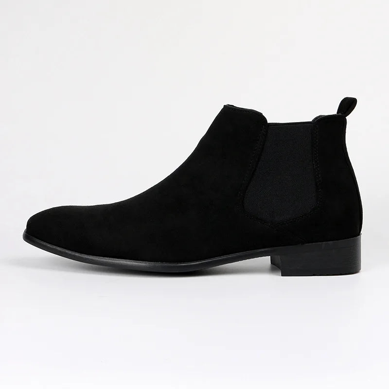 Men's frosted suede Chelsea Boots square toe men's autumn shoes with stylish men's ankle boots large size 48 D610