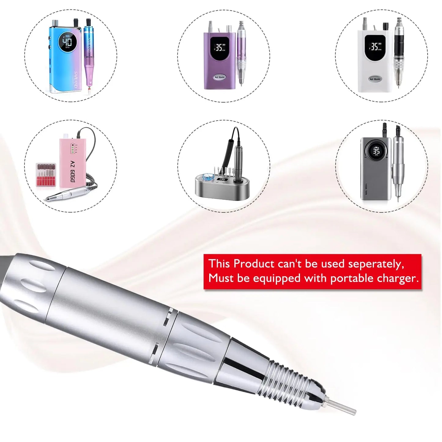 Electric Nail Drill Pen Handle File Polish Grind Machine Handpiece Manicure Pedicure Tool DC & 3 PIN Nail Drill Accessories