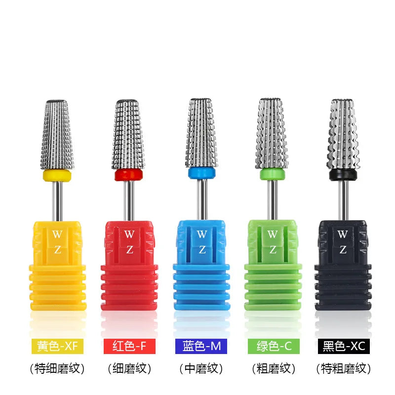 New 5 IN 1 Tapered Carbide Nail Drill Bits Two-Way Carbide Bit Drill Accessories Milling Cutter For Manicure left and right hand