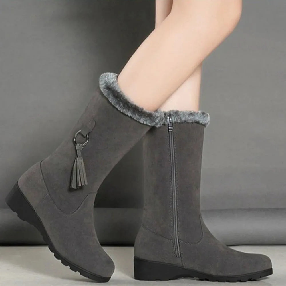 Women Snow Boots Winter Female Boots Thick Plush Zipper Non-slip Thigh High Boots Fashion Warm Fur Woman Winter Shoes