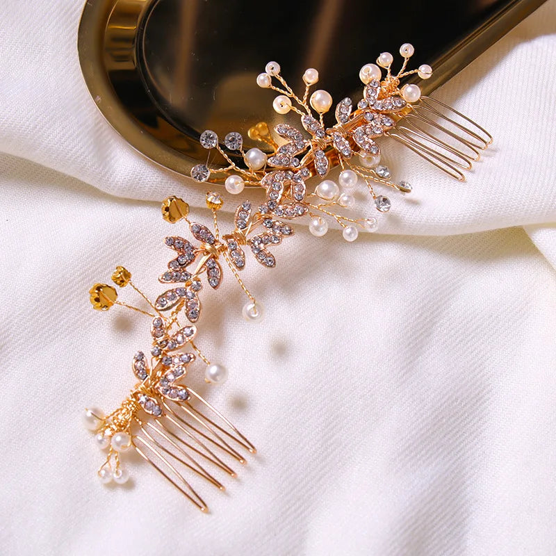 Trend Hair Comb Bridal Tiaras Rhinestone Pearl Alloy Hairband Hairpin Wedding Hair Ornament Girls Daily Headwear Head Jewelry